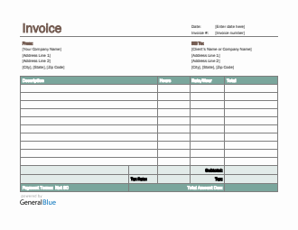 PDF Invoice Template for U.S. Freelancers With Tax calculation (Green)