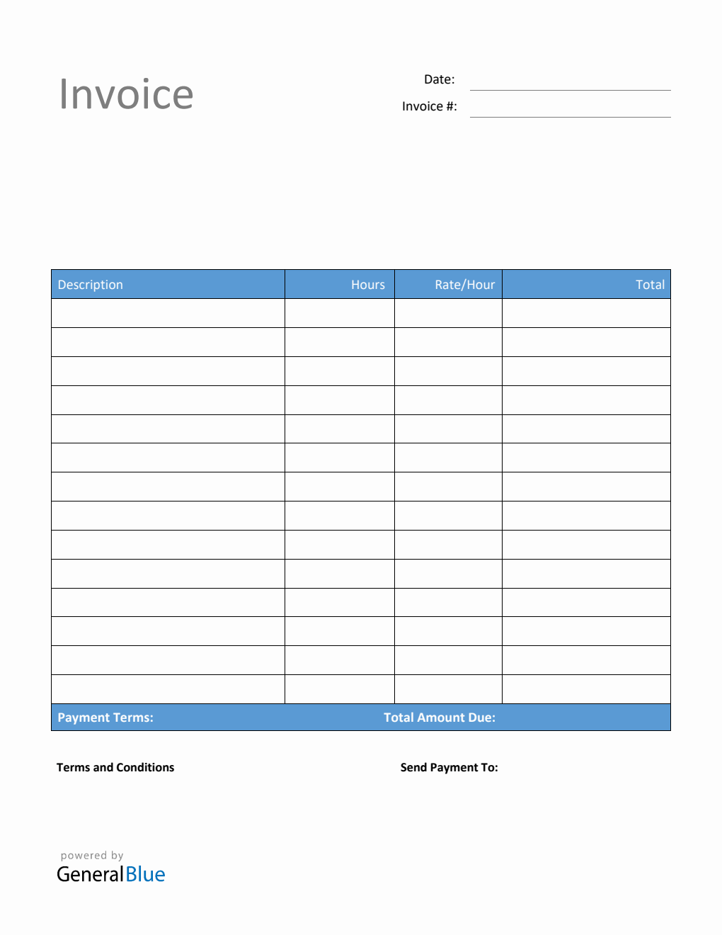 Invoice Template for U.S. Freelancers in PDF (Blue)