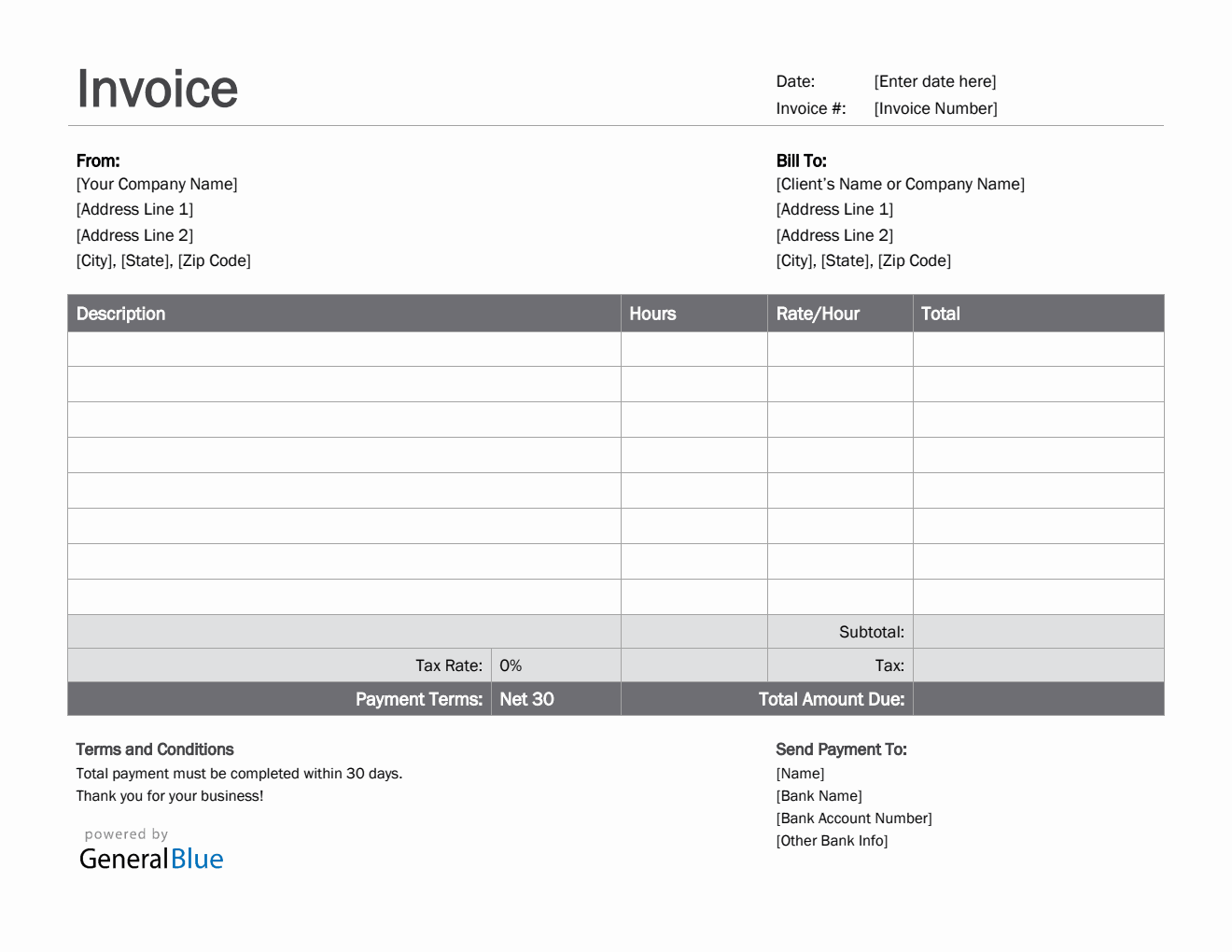 Word Invoice Template Canada Free Download