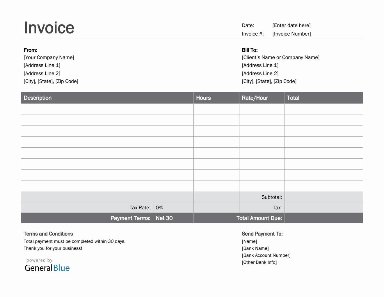 Word Invoice Template For U S Freelancers With Tax Simple 