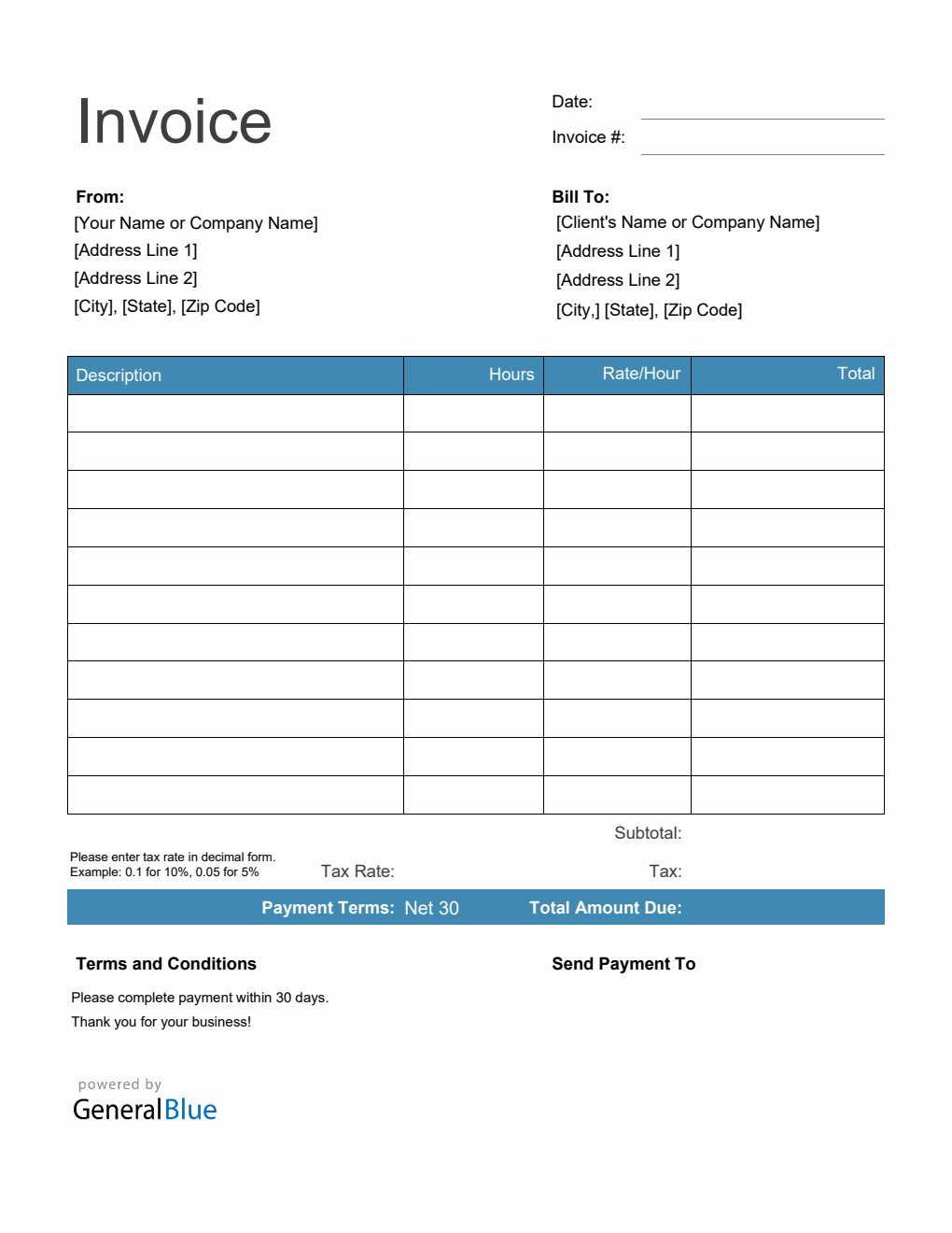 PDF Invoice Template For U S Freelancers With Tax Calculation Printable pdf-invoice-template-for-u-s-freelancers-with-tax-calculation-printable