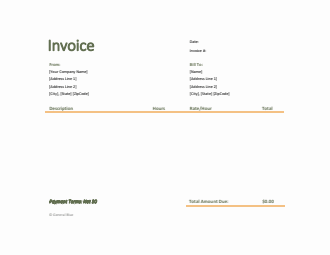 Invoice Template for U.S. Freelancers in Excel (Green)