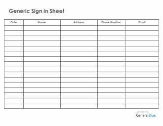 Generic Sign In Sheet in Word