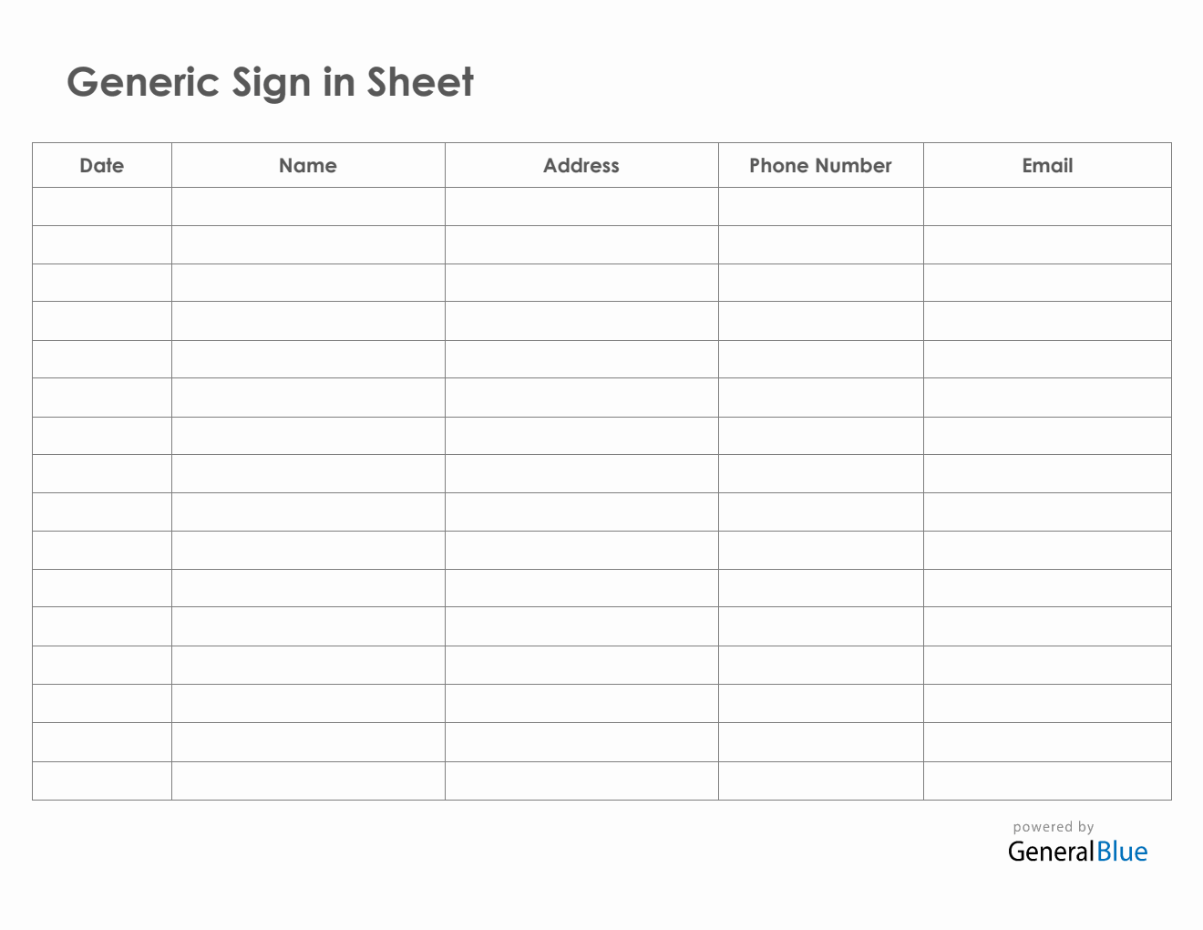 Free PDF Sign In Sheet Templates