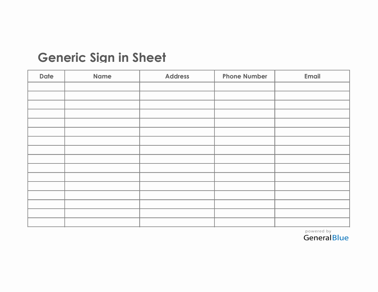 Generic Sign In Sheet in Excel