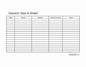 Generic Sign In Sheet in PDF