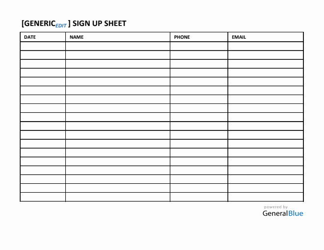 Sign Up Sheet Templates