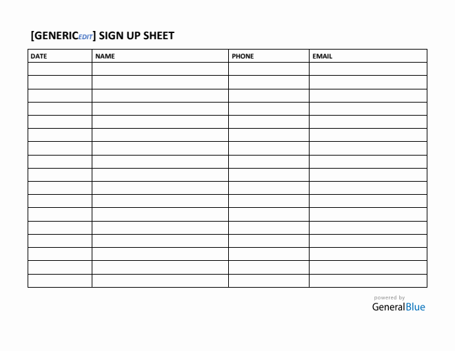 Sign Up Sheet Templates