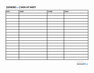 Generic Sign-Up Sheet in Word