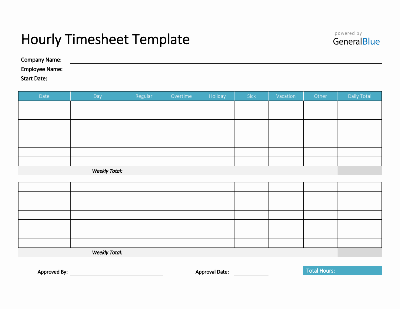 Hourly Timesheet Template in Word (Basic)