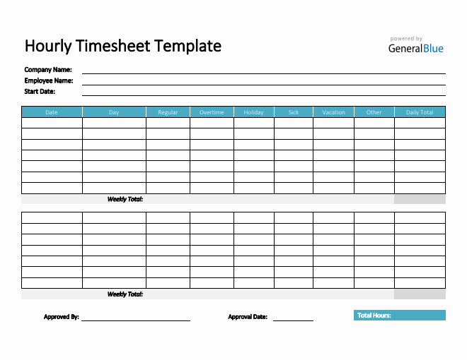 Hourly Timesheet Template in Word (Basic)