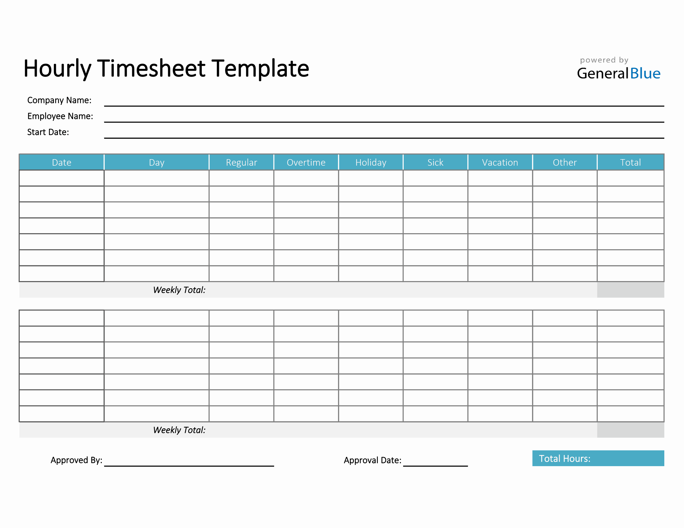 Hourly Timesheet Template In Excel Basic