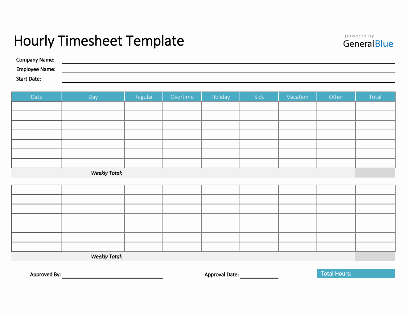 Hourly Timesheet Template in Excel (Basic)