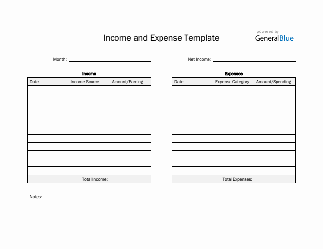 Printable Income and Expense Template in Word