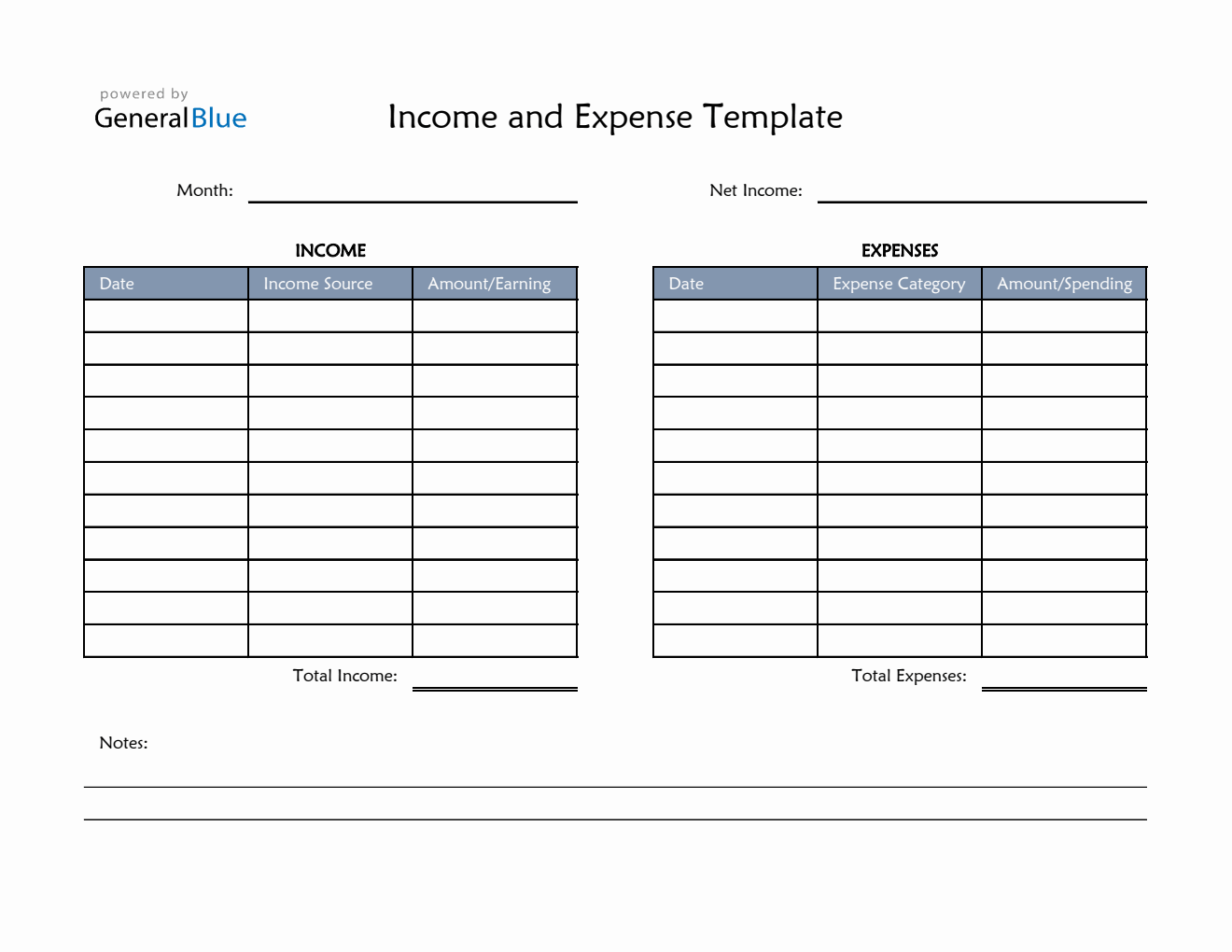 Simple Income and Expense Template in Excel