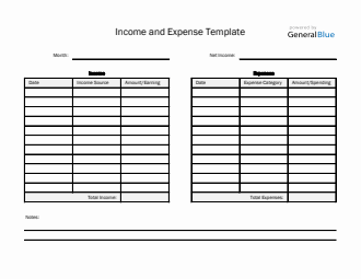 Printable Income and Expense Template in PDF