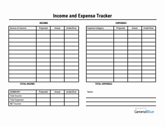 Printable Income and Expense Tracker Word