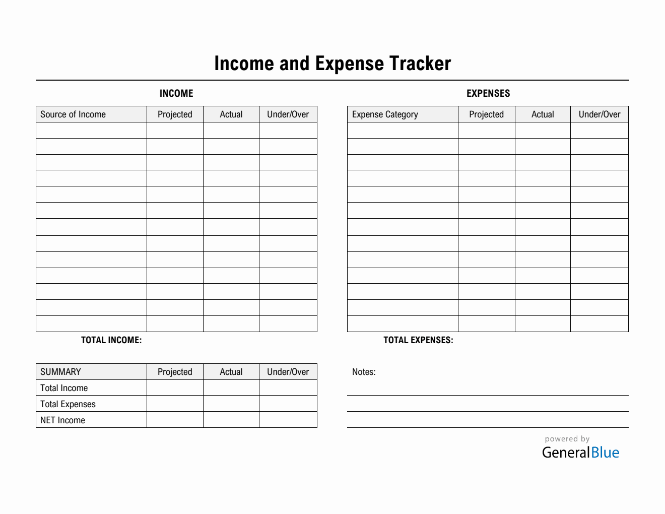 Printable Income and Expense Tracker PDF