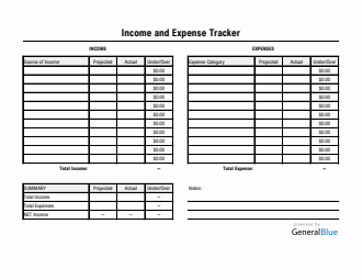 Printable Income and Expense Tracker Excel