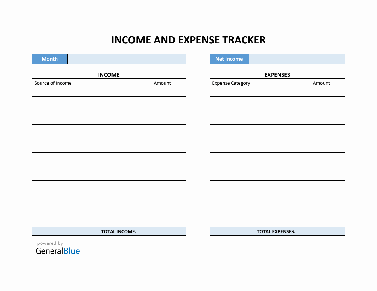 Simple Income and Expense Tracker Word