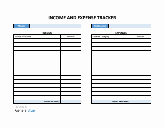 Simple Income and Expense Tracker Word