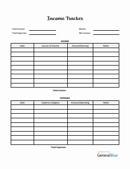 Printable Income Tracker in Word