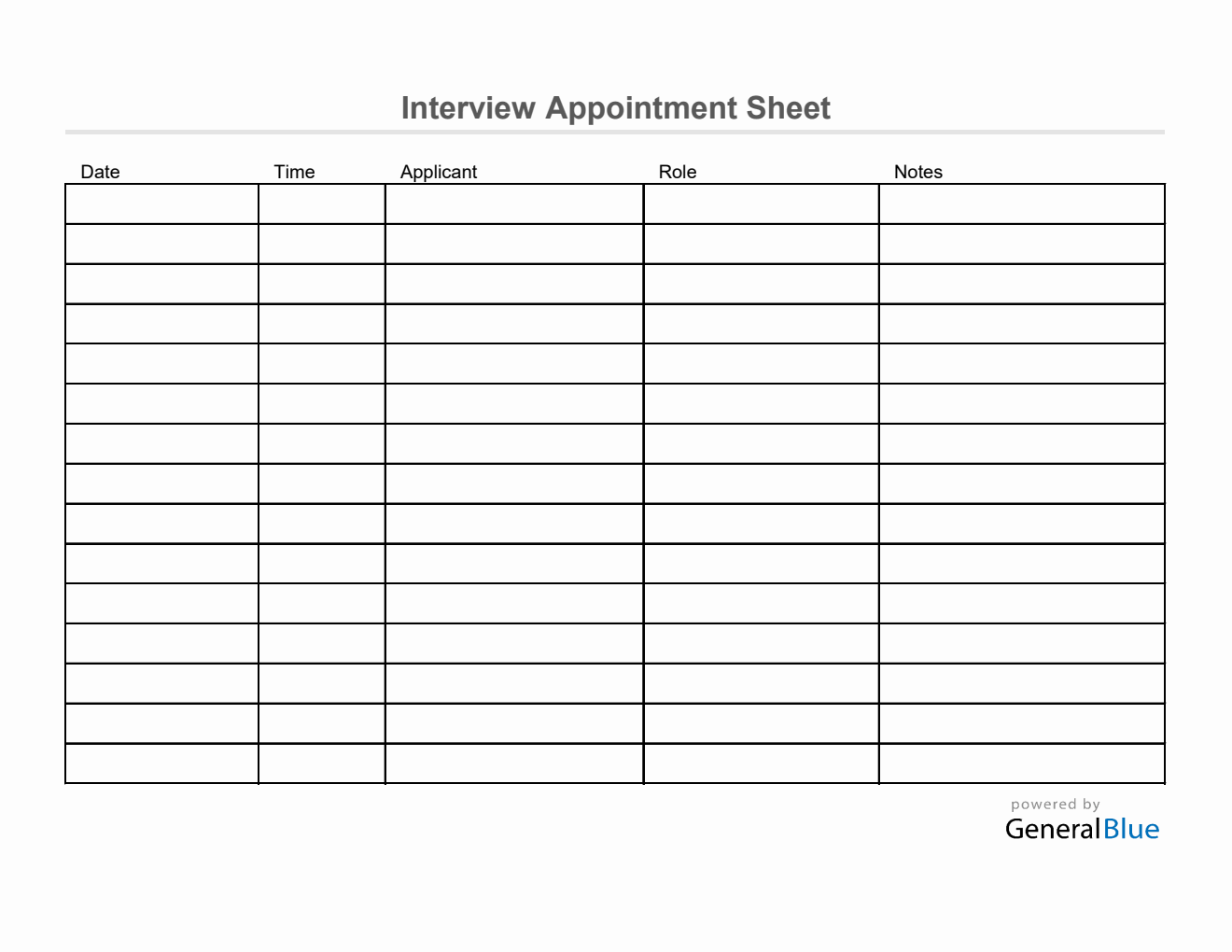 Interview Appointment Sheet Template in Excel (Basic)