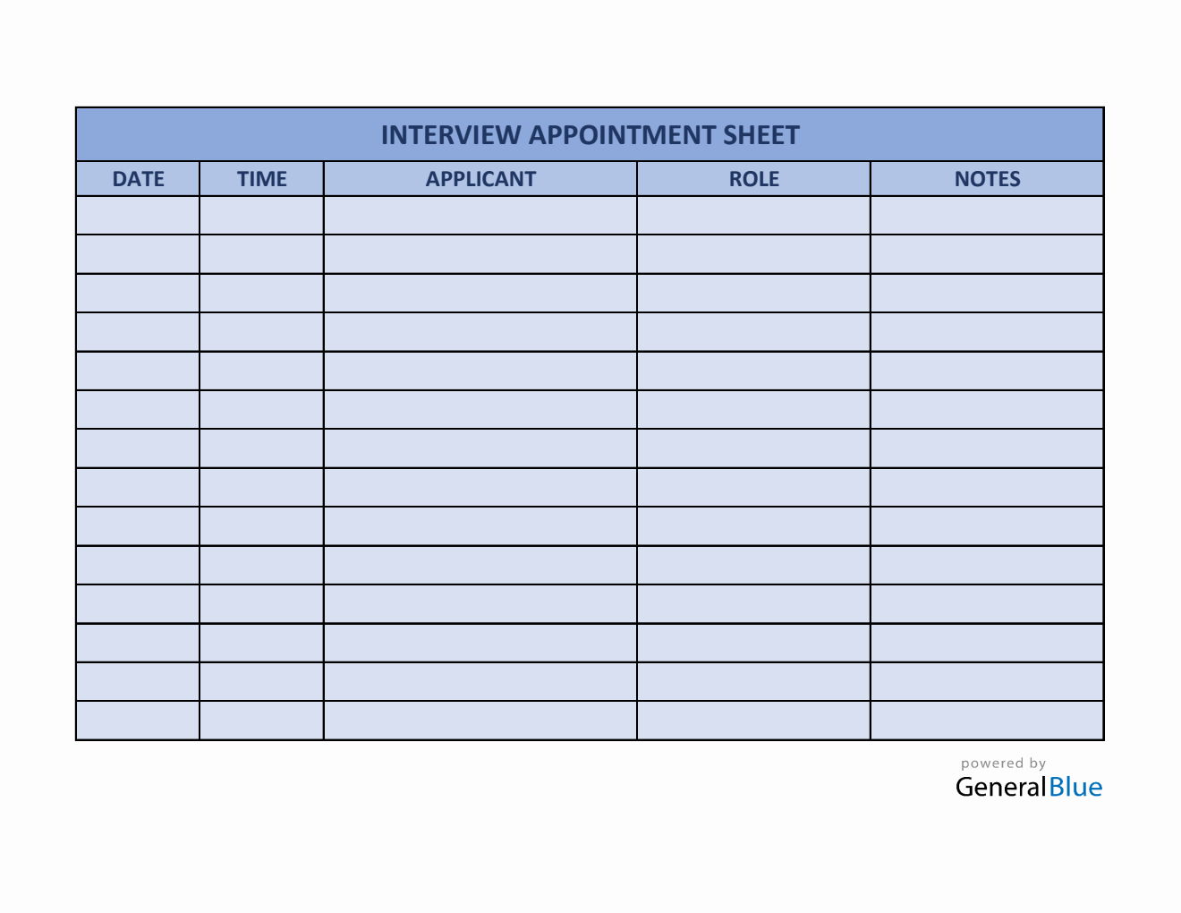 Interview Appointment Sheet Template in Excel (Colorful)