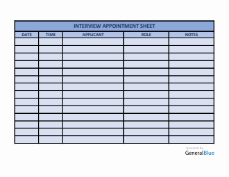 Interview Appointment Sheet Template in Word (Colorful)