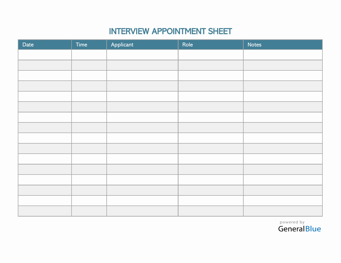 Interview Appointment Sheet Template in Excel (Striped)