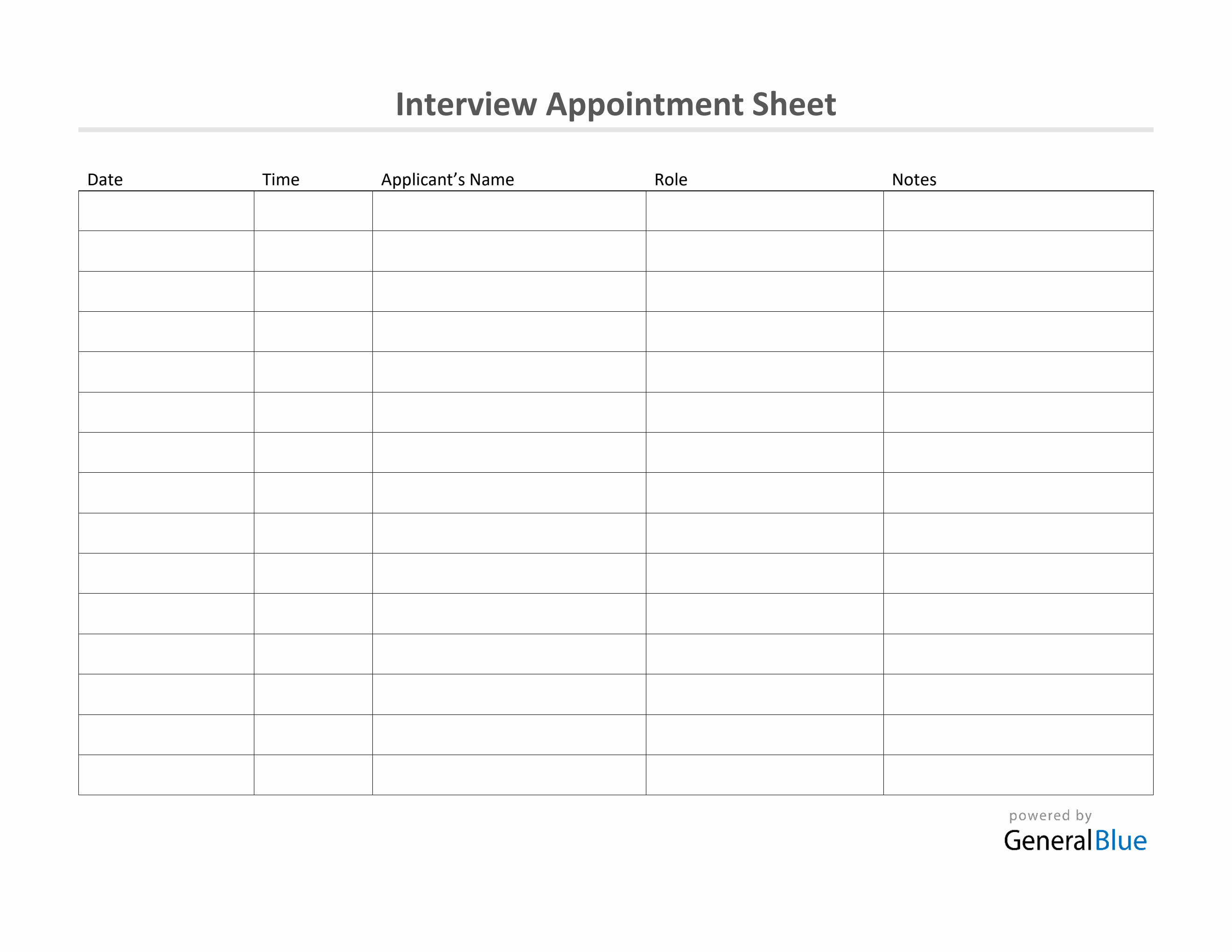 Interview Appointment Sheet Template in Word (Basic)