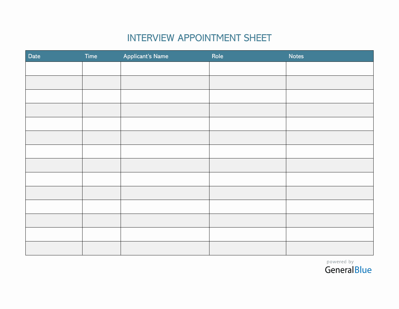 Interview Appointment Sheet Template in PDF (Striped)