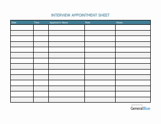 Interview Appointment Sheet Template in PDF (Striped)
