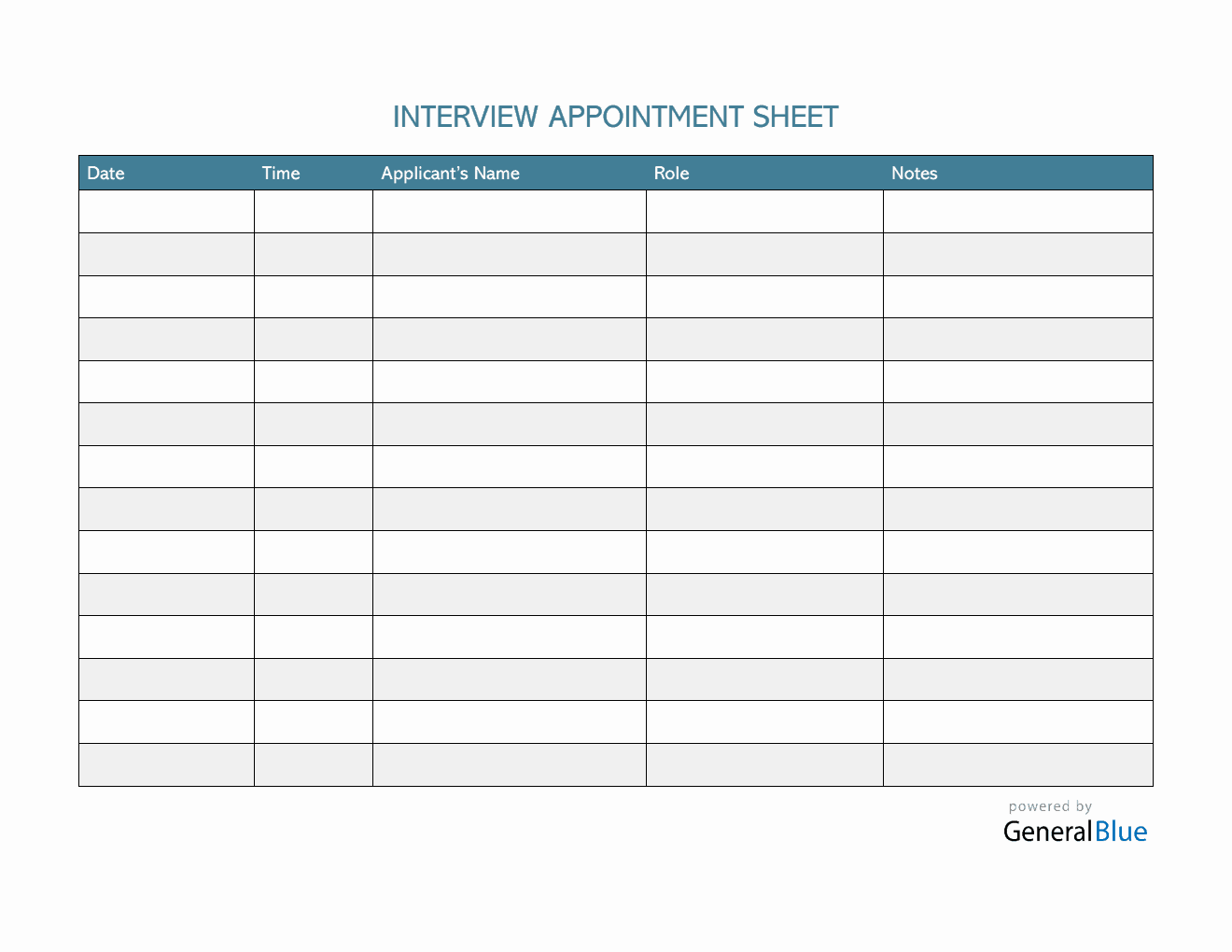 Interview Appointment Sheet Template in Word (Striped)