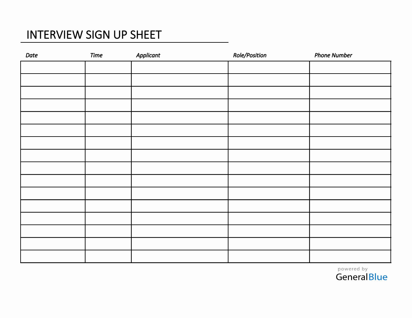 Interview Sign Up Sheet Template in Excel (Simple)