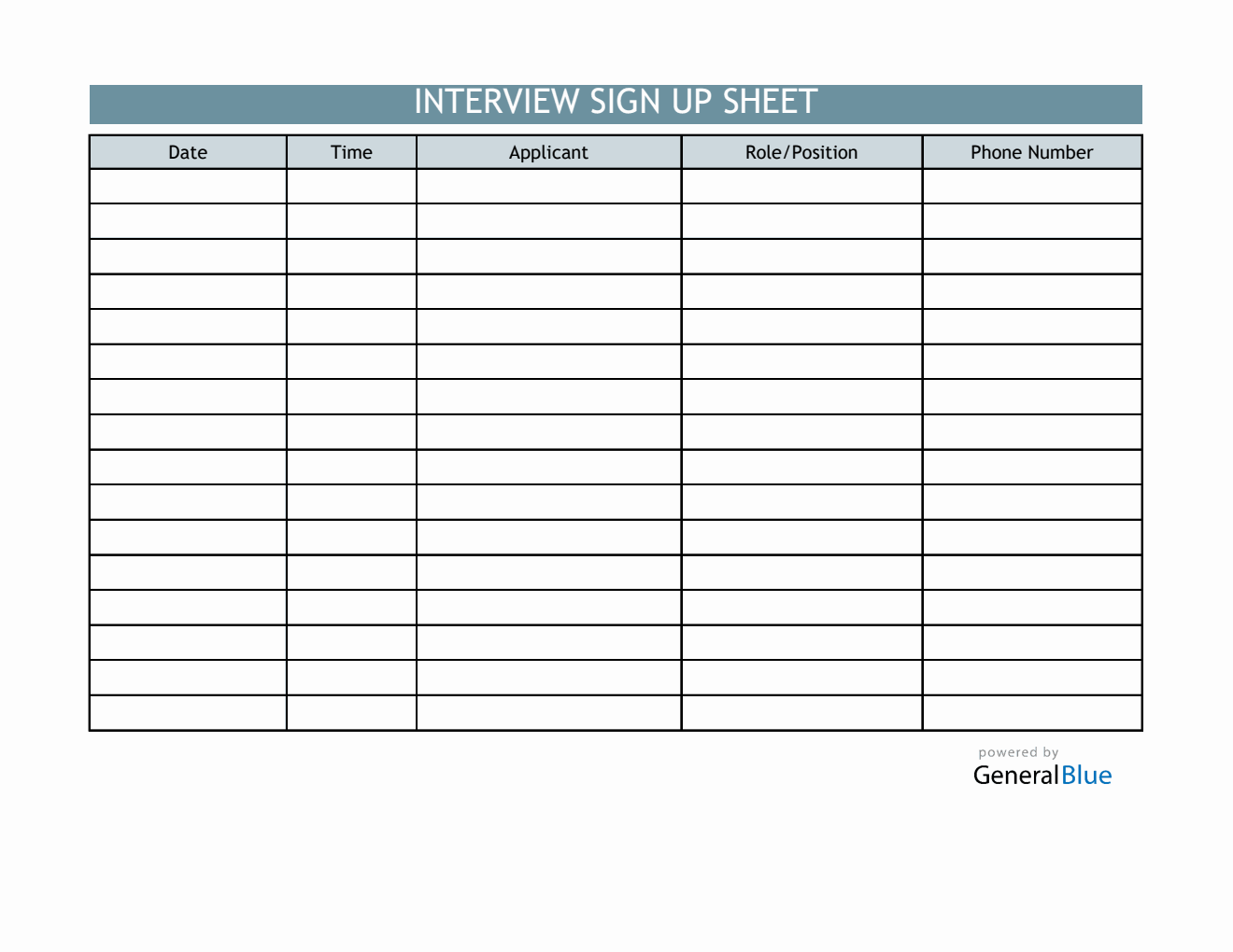 Interview Sign Up Sheet Template in Excel (Colorful)