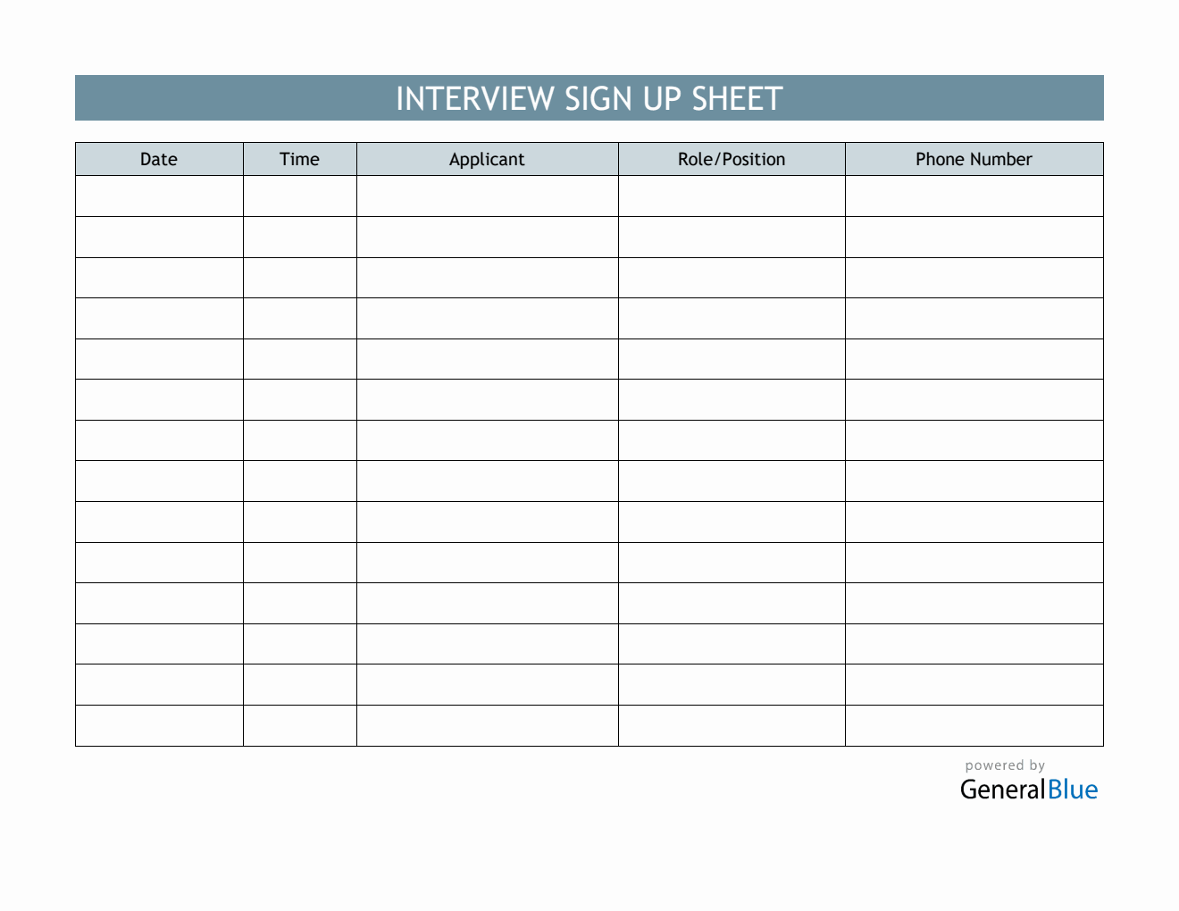 Interview Sign Up Sheet Template in PDF (Colorful)