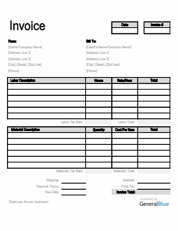Labor and Materials Invoice in PDF (Simple)