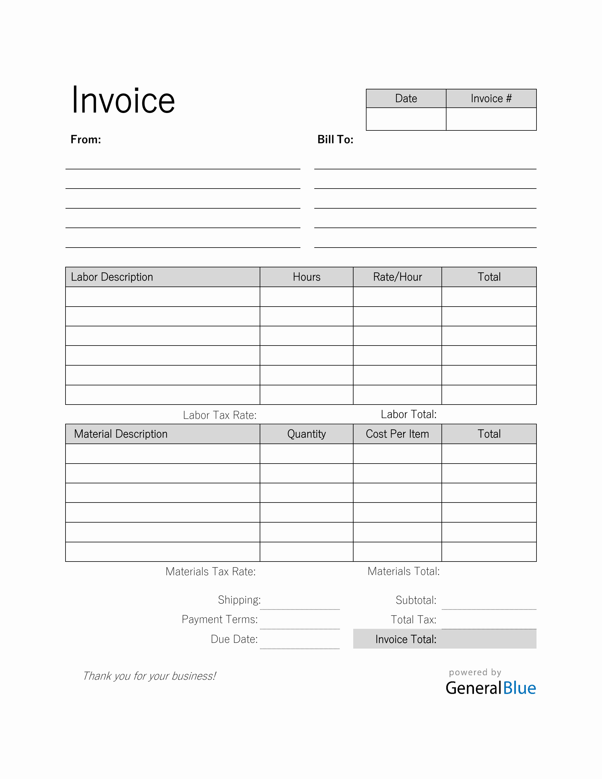 Labor And Material Invoice Template - prntbl.concejomunicipaldechinu.gov.co