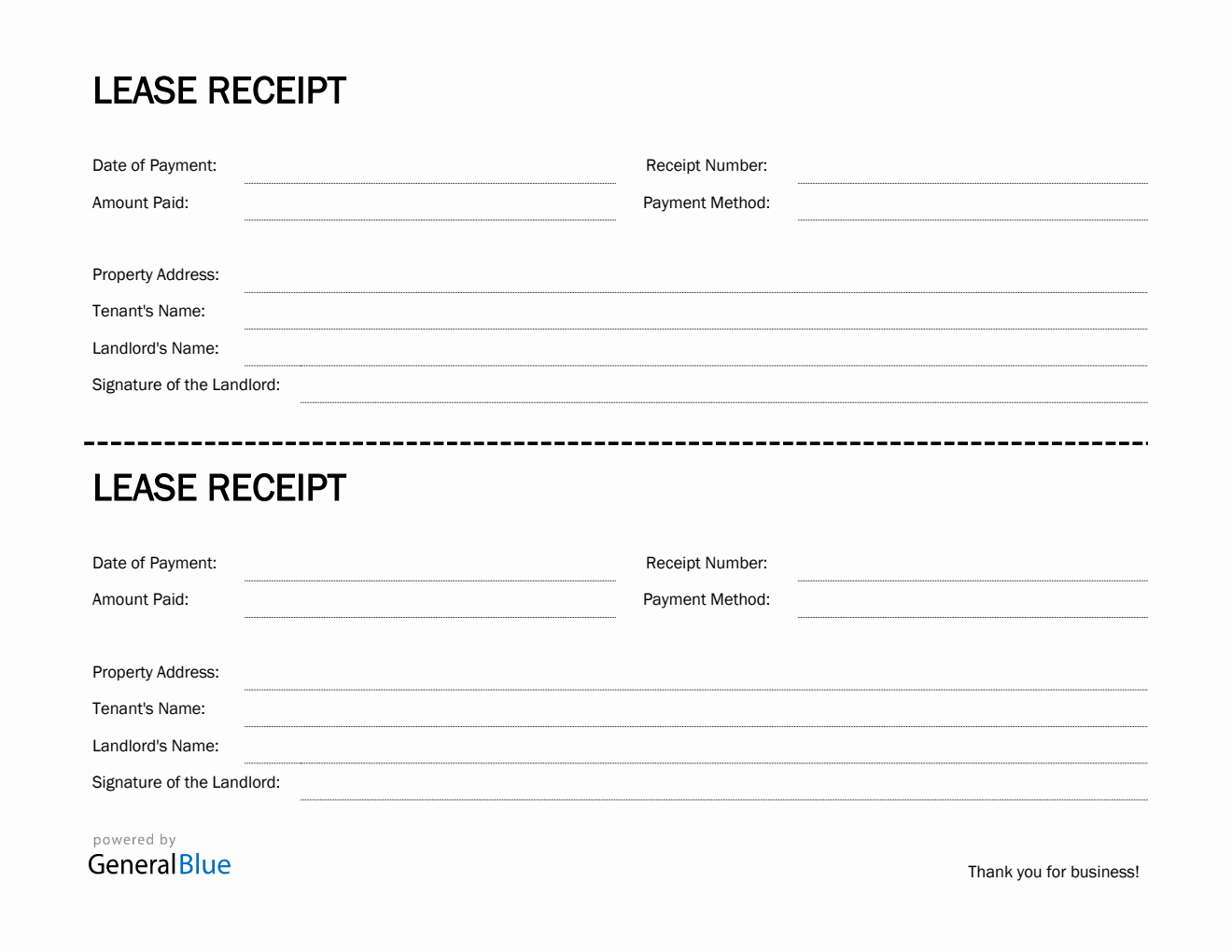 Free Printable Lease Receipt Template in Word