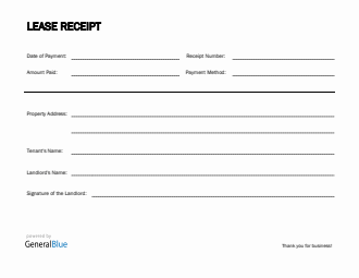 Free Basic Lease Receipt Template in Word