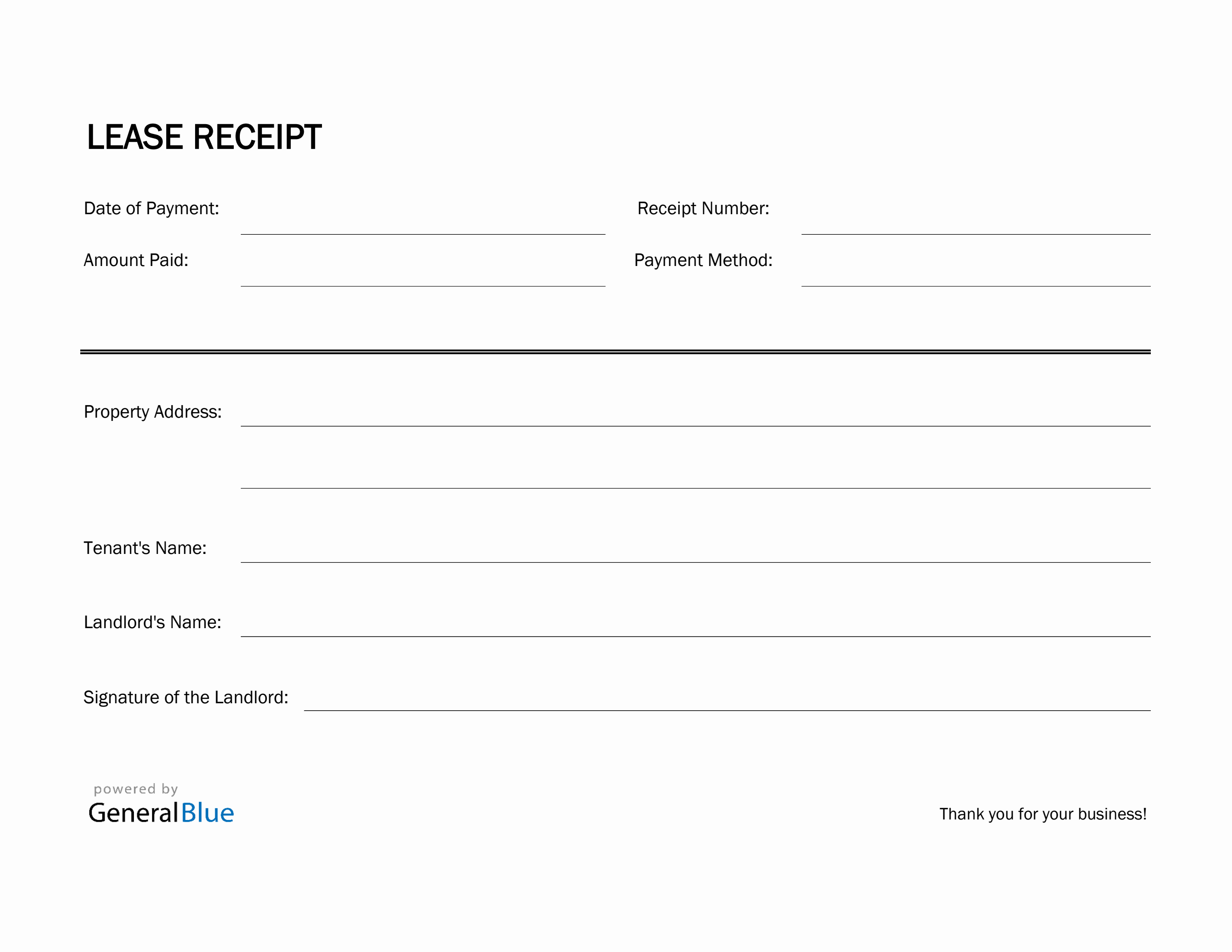 free basic lease receipt template in excel