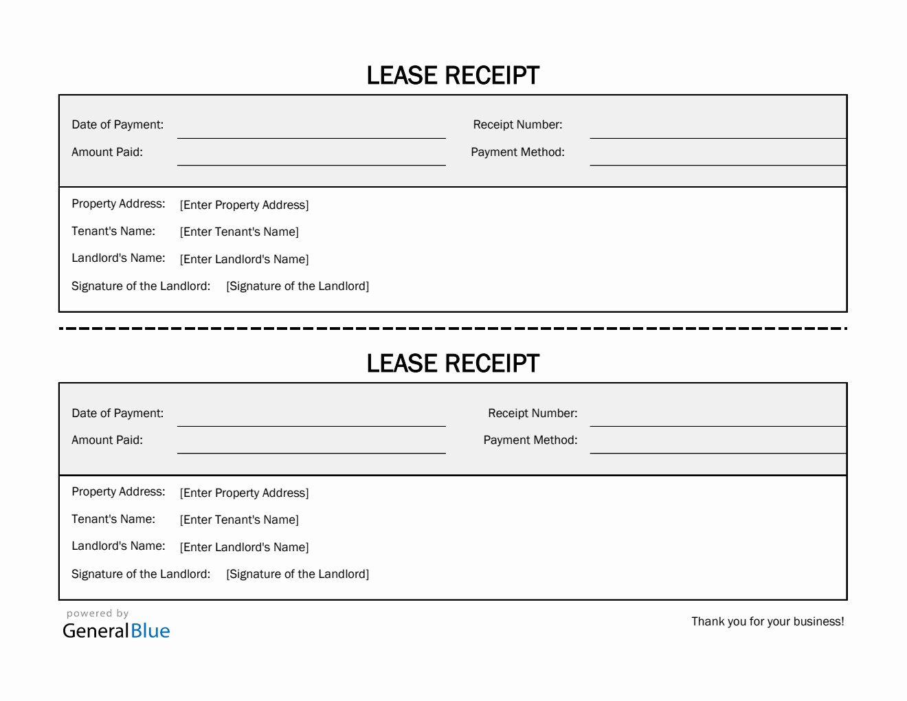 Free Simple Lease Receipt Template in Excel