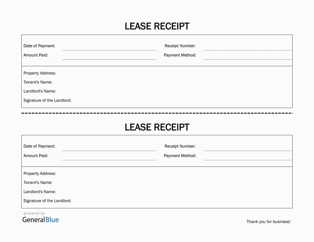 Free Simple Lease Receipt Template in Word