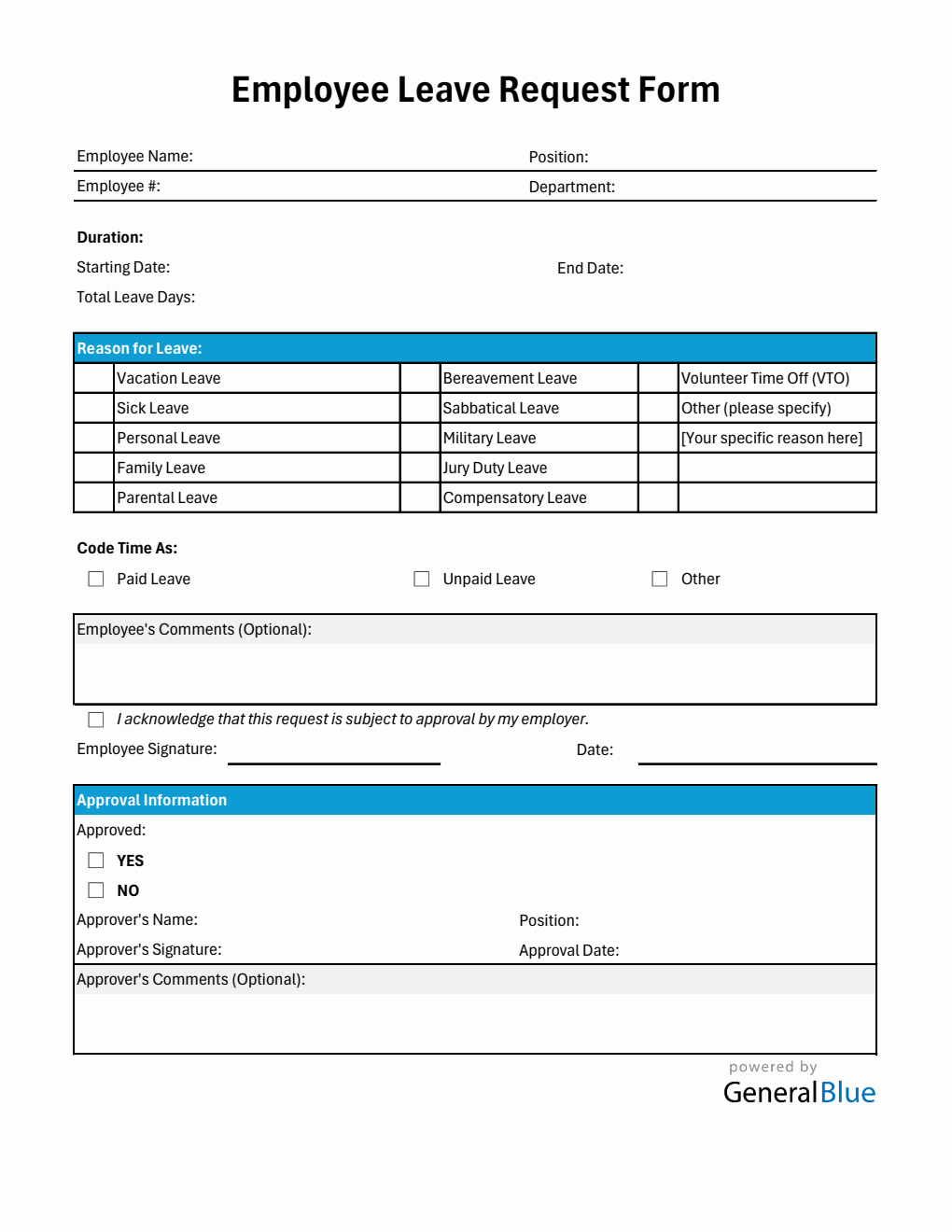 Employee Leave Request Form Templates