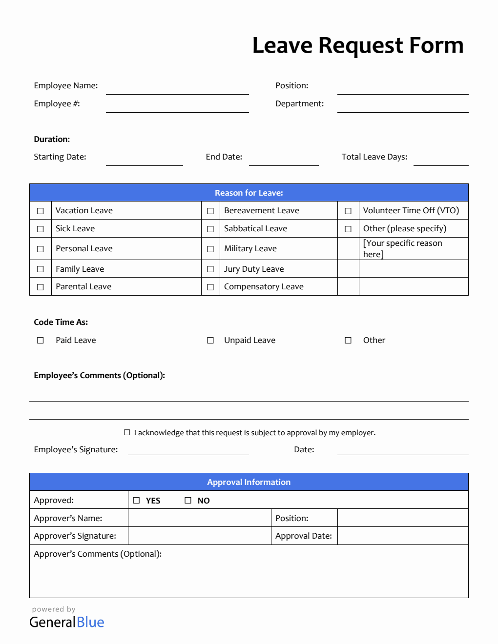 Leave Request File Label Basic Leave Request Form in Word
