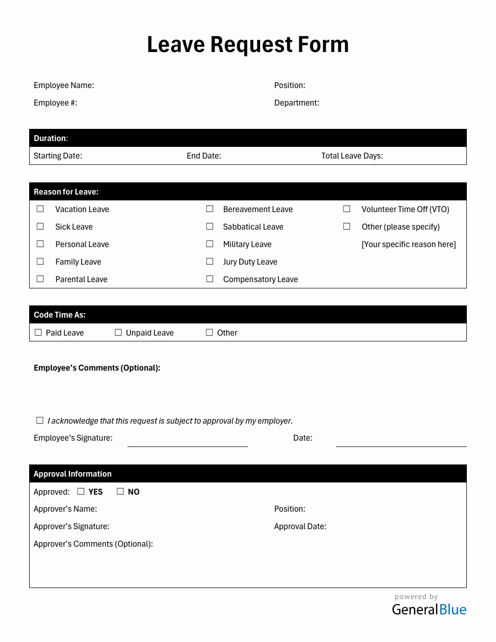 Leave Request Form in Word
