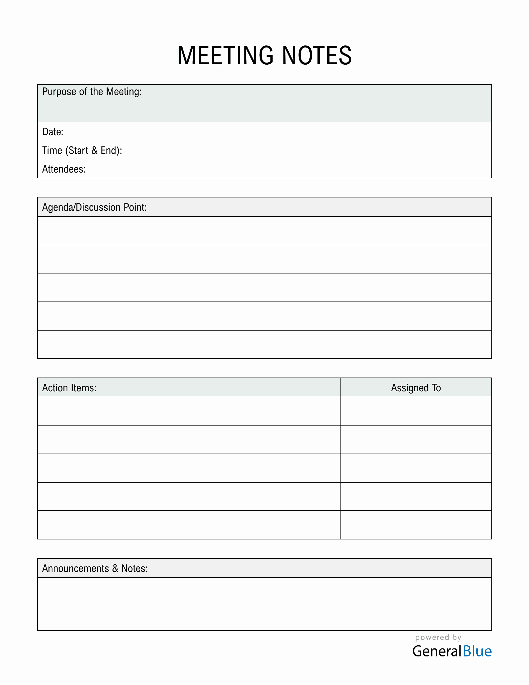 Image 6 for Meeting Notes Template Word