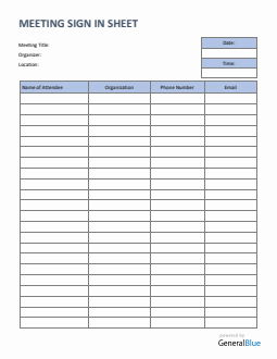 Meeting Sign In Sheet in Word