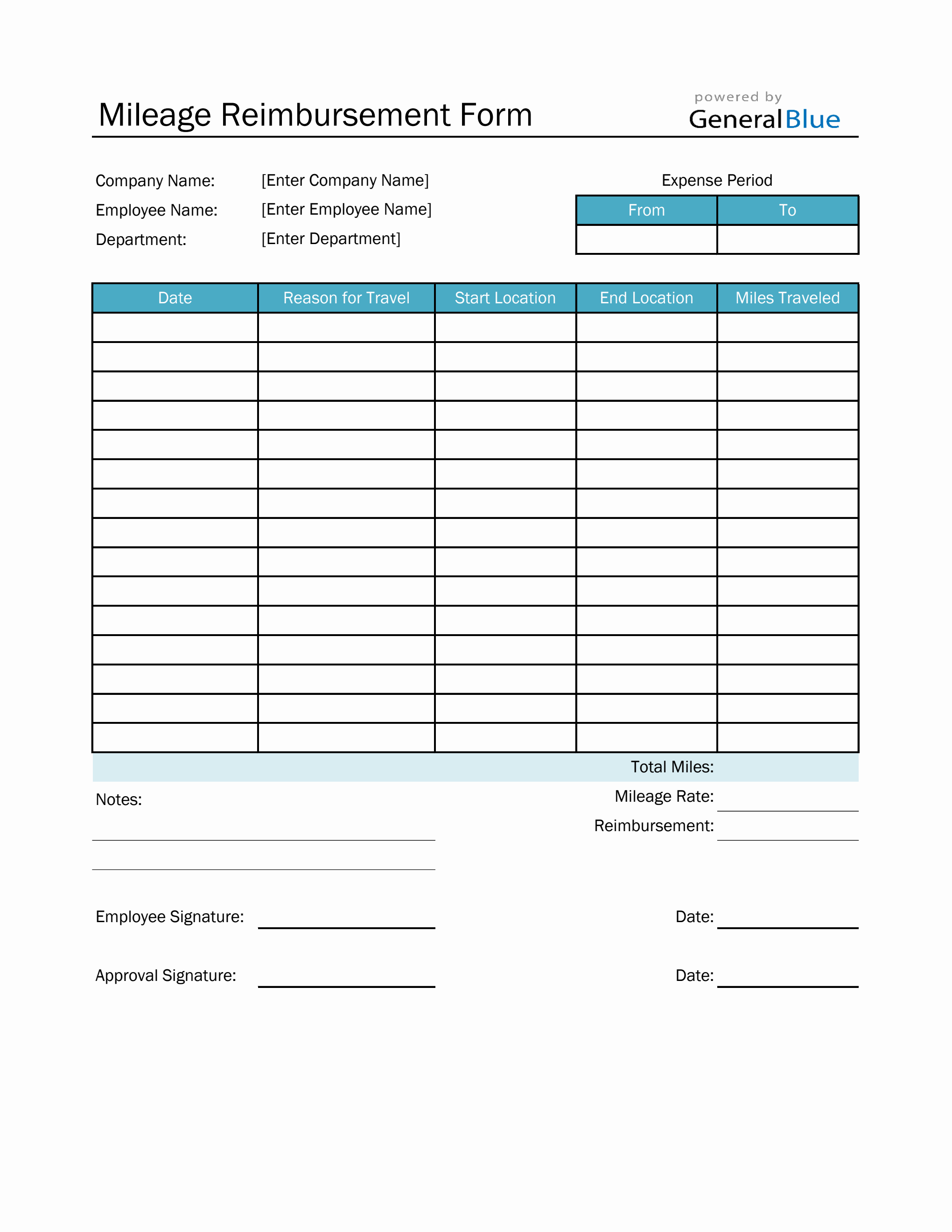 Mileage Reimbursement 2025 Form